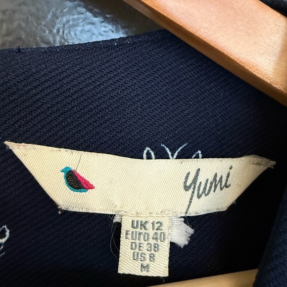 Yumi size 8 (12 UK) GUC lobster Casual Blue Sheath Dress with Crew Neck - Picture 3 of 13